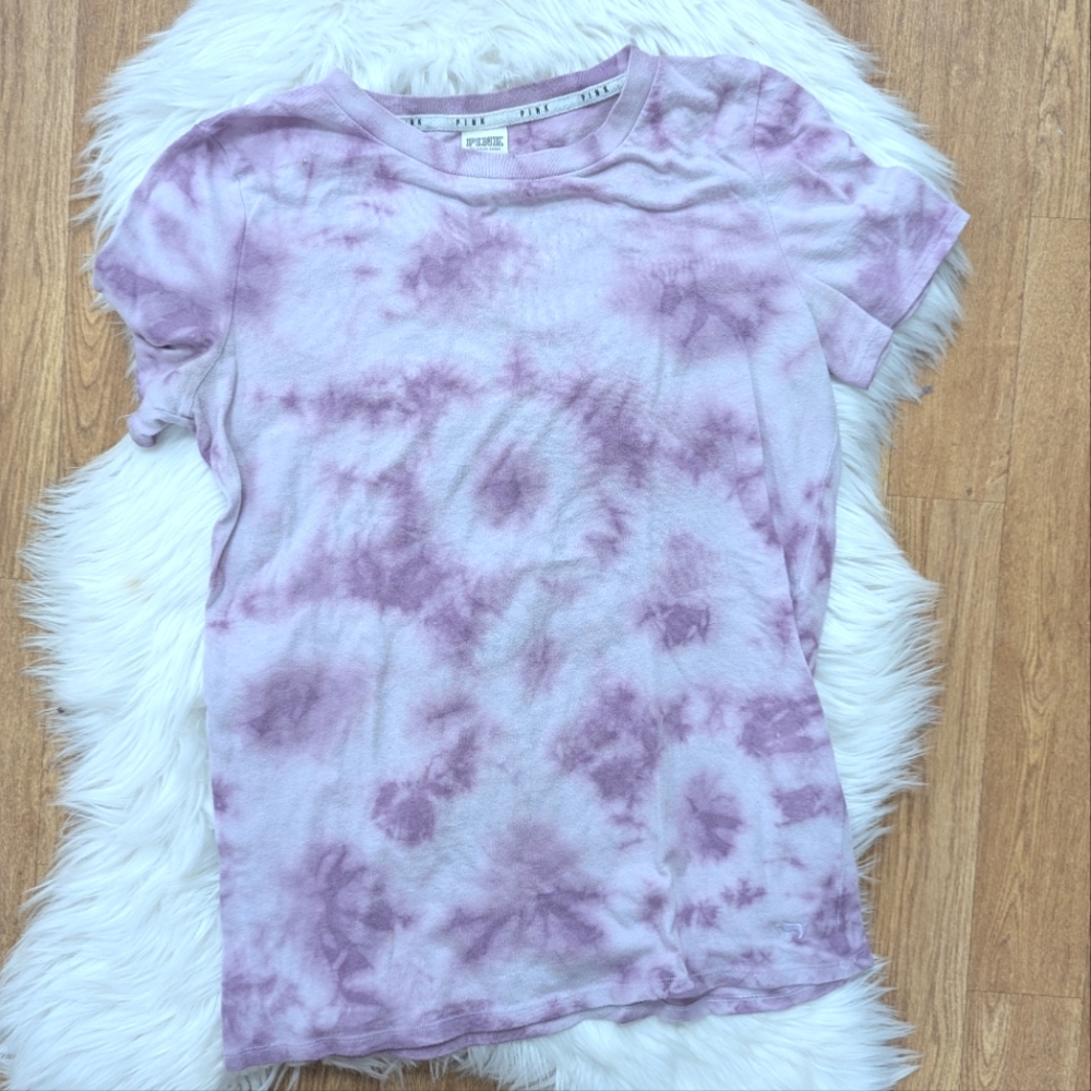 PINK Victoria's Secret Purple Tie Dye Short Sleeve T-shirt